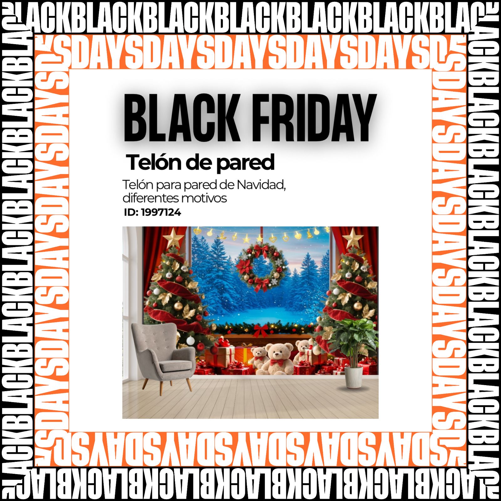 Miniatura 7 de TELON DE NAVIDAD PARED - DISEÑO: ARBOLBLANCO